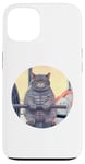 iPhone 13 Cute Grey Fit Muscle Cat Sitting on Gym Lifting Bench Case