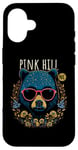 Coque pour iPhone 16 Pink Hill NC Fun Ours portant des lunettes Motif fleurs