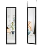 FANTASK Miroir Pleine Longueur 33 x 120 cm, 2 en 1, Miroir Mural et Miroir de Porte, Miroir Suspendu pour Garde-Robe, Chambre à Coucher, Salon (Noir)