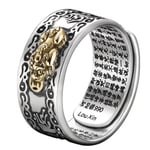 Feng Shui Pixiu Mani Mantra Skydd Rikedomen Ring Amulett Rikedomen Lycka Öppen Justerbar Ring Buddhistisk