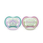 Philips Avent Ultra Air Pacifier - 2X Lightweight, Breathable, Glowing in The Da