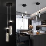 Lustre Suspendu En Cristal Moderne, Led Dimmable à 3 Couleurs, RéGlable En Hauteur, Noir Et Doré, Pour îLot De Cuisine, Chambre à Coucher, Salle à Manger