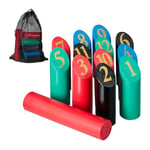 Relaxdays Kubb en Bois, Jeu de quilles finlandaises, Bois, kubbs numérotés, pour Adultes et Enfants, Multicolore