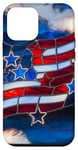 iPhone 12 mini Red White Blue -Stars Stained Glass American Flag Case