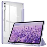 FINTIE Coque pour Samsung Galaxy Tab S10 Plus/Tab S9 FE Plus/Galaxy Tab S9 Plus 12.4 Pouces (2024/2023) - [Rangement de Stylet] Housse Transparente Claire Etui avec Bord Antichoc, Lilas