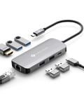 Hub Usb C 7 En 1 Adaptateur Usb C Vers Hdmi 4K, Hub Usbc Avec Ethernet, 4 X Usb, 100W Pd Port De Recharge, Mulitport Dock Usb C Adaptateur Compatible Avec Macbook Pro Macbook Air