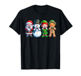 Funny Santa Snowman Elf Harmonica Christmas Womens Mens Kids T-Shirt