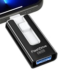 GNASEET USB Stick 256GB for Phone, USB 3.0 Flash Drive High Speed Transfer, 4-in-1 Memory Stick Thumb Drive for Phone/Pad/Android/PC, External Storage Photo Stick Save More Photos Videos, Black