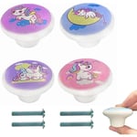 Ccykxa - 4PCS Licorne Poignee de Meuble Cuisine Bouton de Meuble Porcelaine Solide Animal Bouton de Tiroir Rond Poignée Tiroir Poignet Meuble Boutons