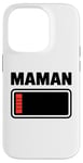 Coque pour iPhone 14 Pro drole Femme fatiguée, maman, faible charge de batterie