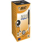 BIC M10 Original Stylos-Bille Rétractables Pointe Moyenne (1,0 mm) - Encre De Couleur Noire, Boîte de 50