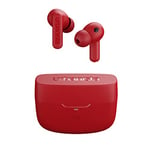 Urbanista Atlanta Hybrid Active Noise Cancelling Wireless Earbuds, Deep Bass Splash Resistant Headphones, Bluetooth Multipoint Earphones, Transparency Mode, Wireless Charging Case, Vibrant Red