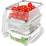 Classbach® Meal Prep Boîtes en verre, ensemble de 3, adaptées au lave-vaisselle, micro-ondes et four, pour une alimentation saine, 3x 1040 ml - C-FHD 4020 G.