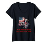 Womens The American dream with patriotic flag and motorcycle V-Neck T-Shirt