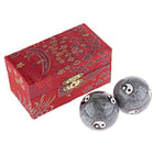 lachineuse - Coffret Boules Qi Gong Yin Yang - Boules Chinoises Anti Stress en Émail ⌀ 40 mm - Boules de Santé - Coffret Cadeau Relaxation Zen - Objet Asiatique Japon Chine - Coloris Rouge & Gris