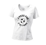 T-Shirt Femme Col V J'peux Pas J'ai Foot Football Sport Equipe Ballon