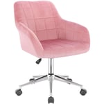 Woltu - Chaise de Bureau à roulettes. Fauteuil de Bureau en velours. Tabouret pivotant et réglable en hauteur.Rose