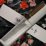 Japanilainen vihannesveitsi Nakiri Matsubara Hamono Aogami 2 Bocote KT-208 16.5cm