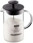 Bodum 1446-01 Latteo Milk Frother, Borosilicate Glass - 0.25 L, Black/ Transpar