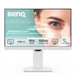 BenQ GW2486TC Moniteur de Bureau à Domicile 24" IPS 1080p, FHD, USB-C (Alimentation 65 W), 100 Hz, Eye-Care, Design Ergo, hub USB, branchement en série, 99% sRGB, HDMI, Display Port, Certifié TÜV