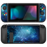 PlayVital ZealProtect Coque pour Nintendo Switch,Cover de Protection pour Switch avec Protection d'écran en Verre Trempé&Capuchon Joystick&Caps Boutons Direction ABXY-Bleue Nébuleuse