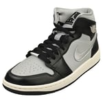 Nike Air Jordan 1 Mid Se Womens Fashion Trainers in Black Silver - 4 UK