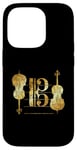 Coque pour iPhone 14 Pro Violoncello Clef de Ténor (Jaune Ancien) Cello