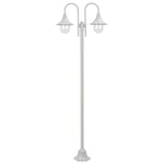 vidaXL Lyktstolpe för trädgård E27 220 cm aluminium 2 lyktor vit 44208