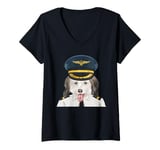 Womens Cadet Coton de Tulear Trainee Pilot V-Neck T-Shirt