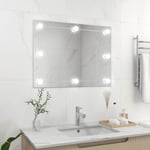 The Living Store - Miroir mural sans cadre avec lampes led Rectangulaire Verre Argent