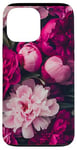 Coque pour iPhone 13 Pro Max Motif fleur de pivoine magenta et rose pâle