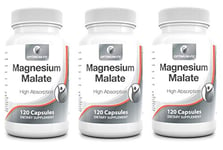 Magnesium Malate Capsules Not Tablets Bioavailable Mineral Supplement Easy to Take – Magnesium Has 10 Ten EU Approved Health Claims 320mg - 120 Vegan Capsules