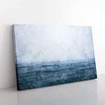 Big Box Art Ocean Rain in Cambodia Painting Canvas Wall Art Print Ready to Hang Picture, 76 x 50 cm (30 x 20 Inch), White, Teal, Blue, Teal, Blue