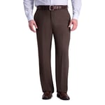 Haggar Men's Big & Tall Premium Comfort Classic Fit Flat Front Dress Pant, Dark Chocolate Bt, 44W x 30L