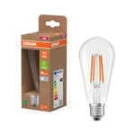 OSRAM Classic Globe Shape, with Decorative LED Filament in Frosted Design, A, E27, 7.2W, 1521lm, 4000K, Cool White, no Heating, 100% Light Immediately.