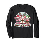 Cute Santa Reindeer Elf Pig Christmas Womens Mens Kids Long Sleeve T-Shirt