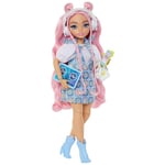 Barbie Poupée Dream Besties Daisy Jean, poupée articulée avec Tenue Amovible et Cheveux Roses ondulés, 9 éléments de DJ et sur Le thème de la Musique, JDD74