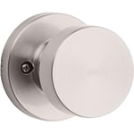 Kwikset Pismo Dummy Door Knob, Single Sided Handle for Closets, French Double Doors, and Pantry, Satin Nickel Non-Turning Interior Push/Pull Door Knob, with Microban Protection, Round Rose