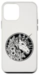 Coque pour iPhone 12 mini Couronne de champion licorne en noir et blanc Hibiscus Roses