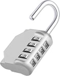 Cadenas Code Exterieur,Cadenas a Code Pour Casier,Cadenas 4 Chiffres Pour Gym,Vestiaire,College,Scolaire Armoire,Escape Game,Extérieur Abri de Jardin,Argent(Q641)