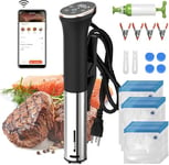 Karinear Sous Vide Machine WIFI, Sous Vide Cooker 1100W Cooking Machine With Extractor Pump, Sealed Bag, Clip ，with LED Stainless Steel Precision Cooker Immersion Circulator