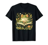 Cottagecore Frog Reading Cute Retro Bookish Booktok Fantasy T-Shirt