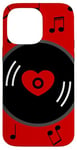 Coque pour iPhone 14 Pro Max notes de musique disque vinyle album coeur rouge valentines vintage