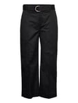 Micro-Sanded Twill Belted Wide-Leg Pant Bottoms Trousers Culottes Black Lauren Ralph Lauren
