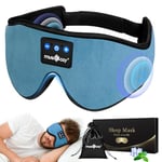 MUSICOZY Bluetooth Sleep Mask,Upgraded 3D Sleep Headphones Eye Mask with Headphones for Men & Women,Wireless Music Sleep Mask Sleeping Headphones for Travel/Nap/Yoga/Meditation (Lake Blue)