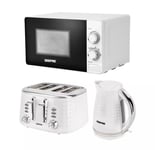 Argyle 1.7L Electric Kettle 4 Slice Bread Toaster 20L Microwave Oven Set White