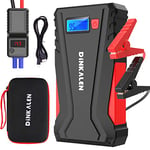 DINKALEN Jump Starter Power Pack, 800A Peak 12V Car Battery Booster Jump Starter (Up to 6L Gas/5L Diesel Engines) with LCD Screen,Smart Safety Clamps,Quick Charge,Flashlight