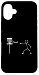 Coque pour iPhone 16 Plus Disque Golf Player Sports Lover Funny Stickman Jeu de plein air