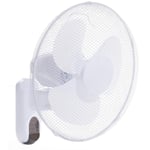 16" OSCILLATING WALL MOUNTED AIR COOL FAN WITH TIMER & REMOTE CONTROL IN WHITE