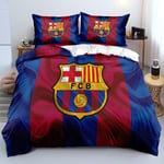 FC Barcelona Fotbollslag Täcke Överdrag Polyester Barn Sängkläder Quilt Överdrag och Kuddfodral 90 Trådsräkning Bomull 135x200cm